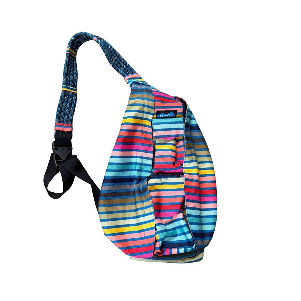 Kavu Chroma Rope Sling Crossbody Bag Multi-Color Stripes Water Resistant EUC